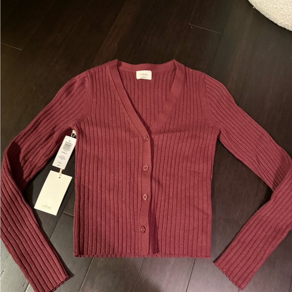 Aritzia Wilfred burgundy cardigan - Picture 2 of 5
